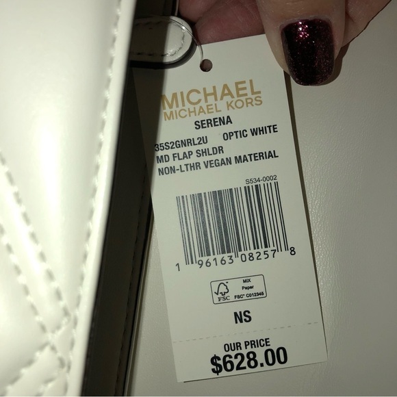 Michael Michael Kors Serena MD Flap Bag Convertible Shoulder Crossbody White - Picture 10 of 15